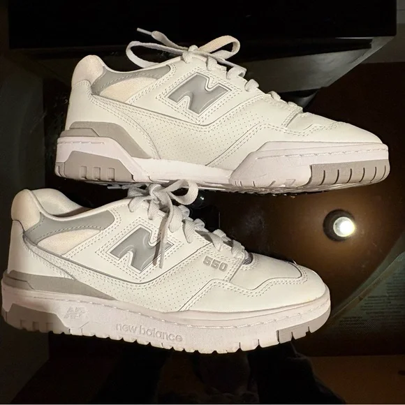 New Balance 550 White and Gray Sneakers - Picture 3 of 5